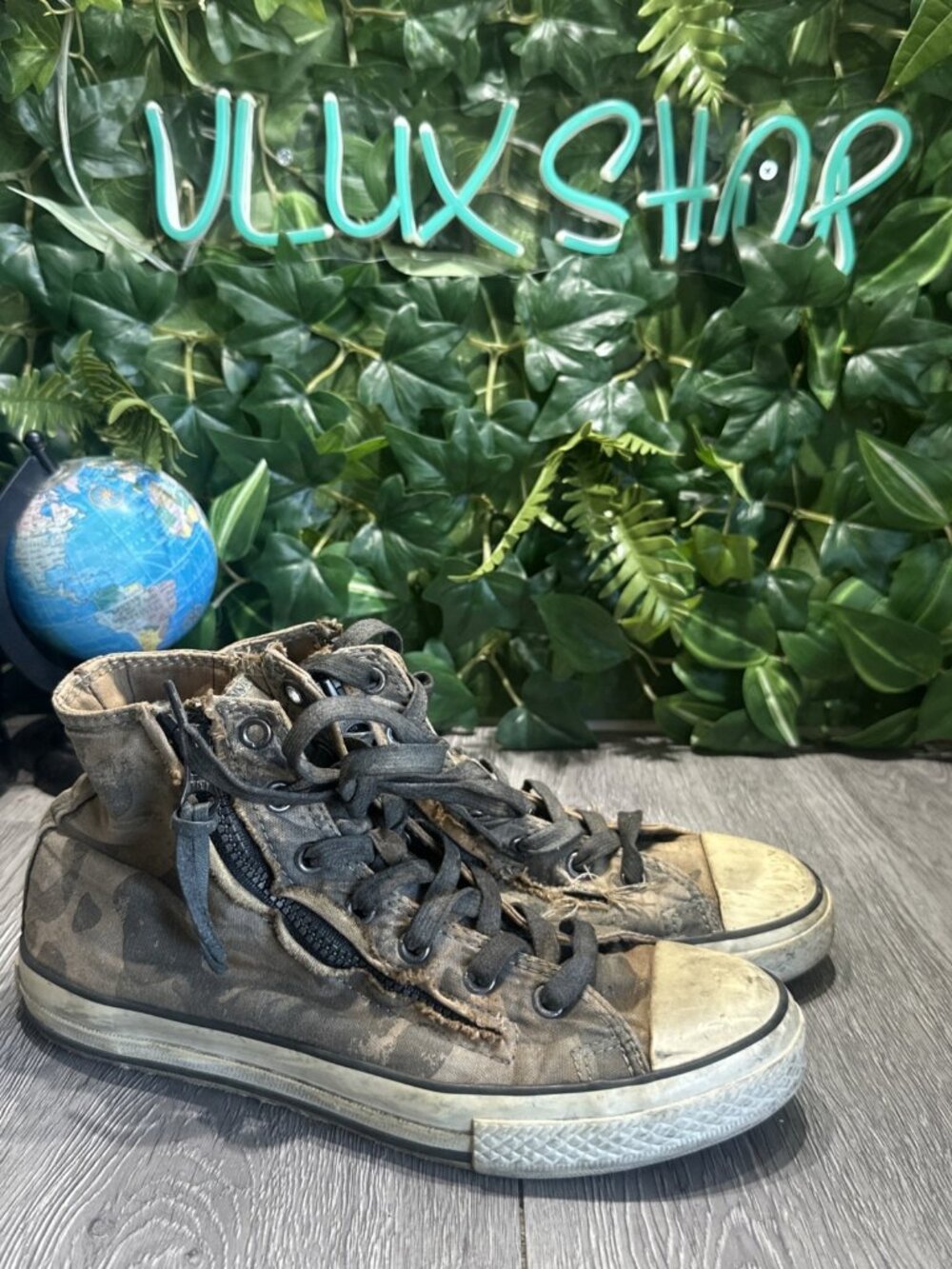 Converse X John Varvatos Camp Double Zipper Distressed Hi Top  Sneakers M 5 W6.5